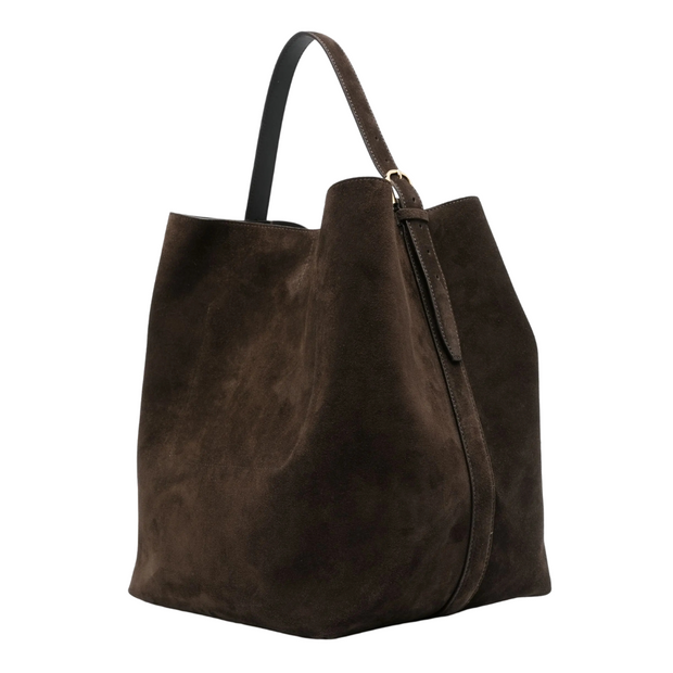 Espresso Suede Belted Tote