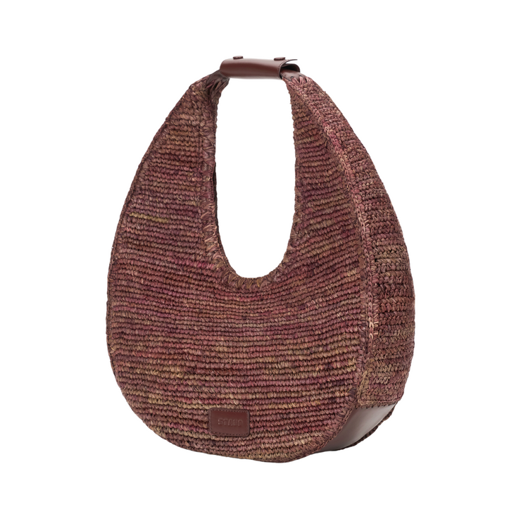 Moon Raffia Tote - Mahogany