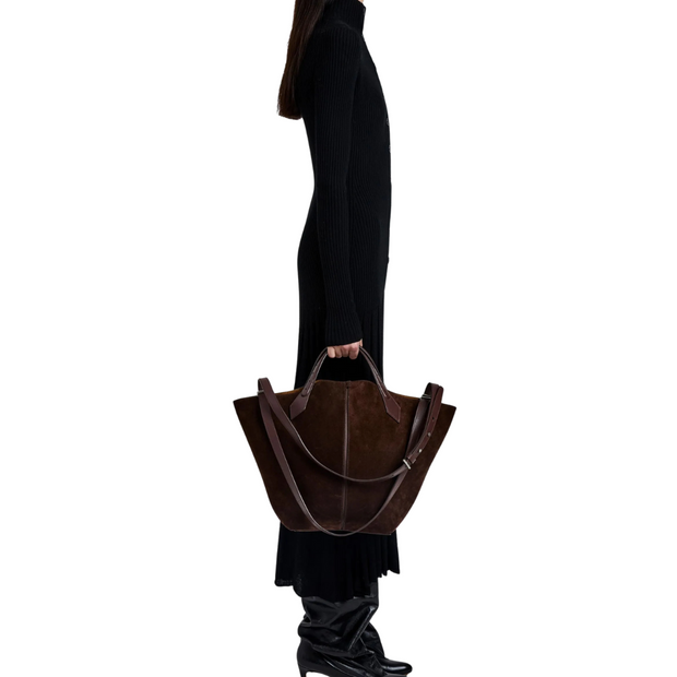Chocolate Chelsea Suede Tote