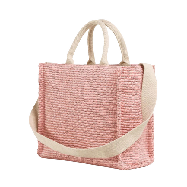 Light Pink Raffia Shopping Bag