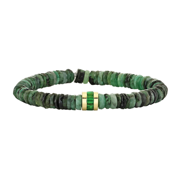 Gold & Emerald Baguette on Emerald Beads