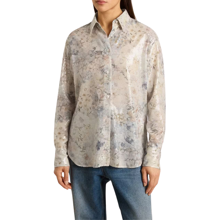 Pastel Floral Sequin Top