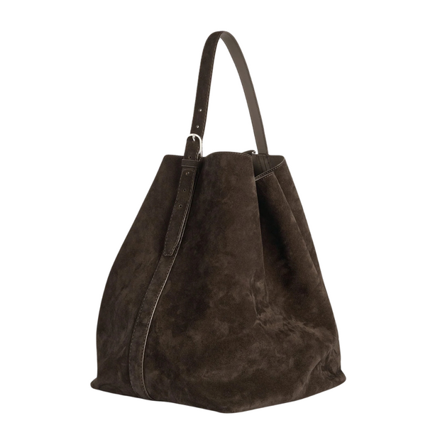 Brown Suede Belted Tote