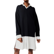 Stripe Sweater Shirt Dress