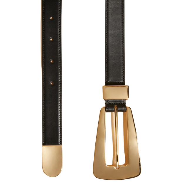 Black and gold belt on white background