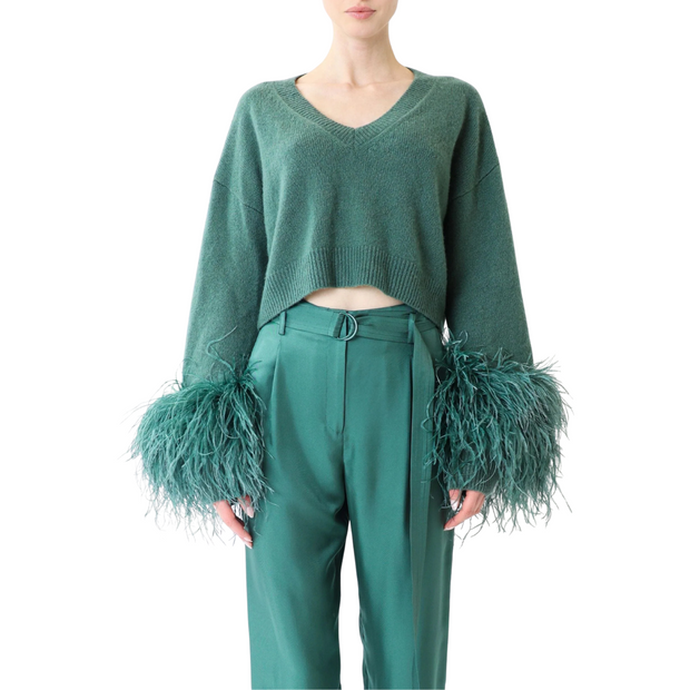 Cashmere Cropped V-Neck