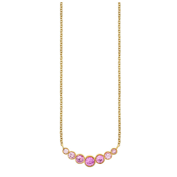 Pink Sapphire Bezel Curve Neckace