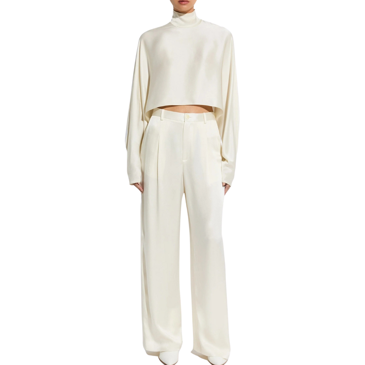 Cream Satin Relaxed Pant