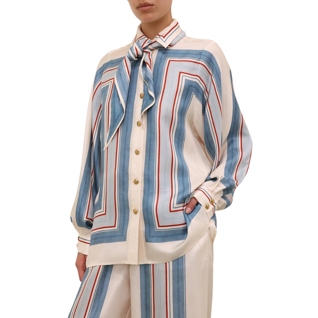 Ticking Stripe Scarf Shirt