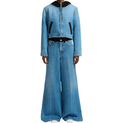 Velvet Trim Wide Leg Denim