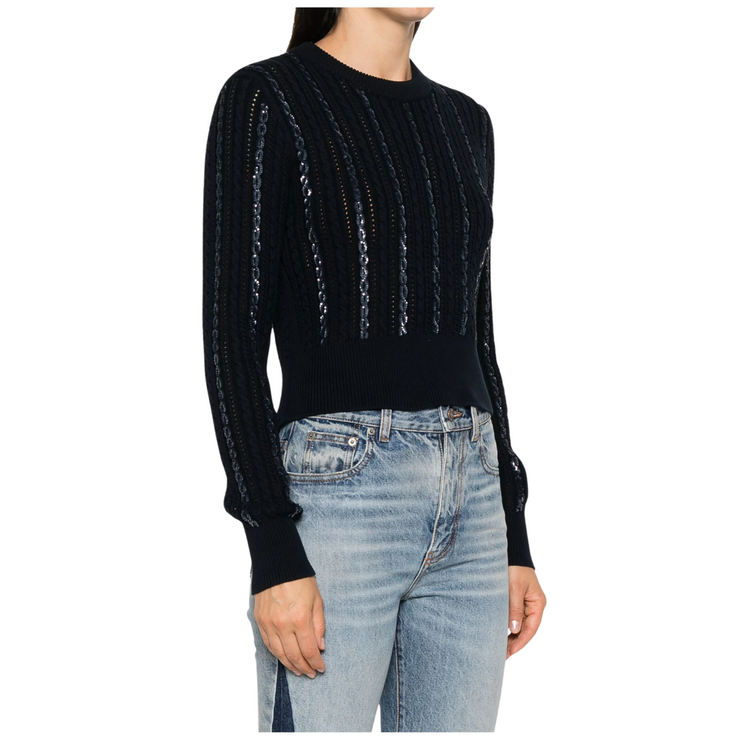 Sequin Cable Knit Sweater