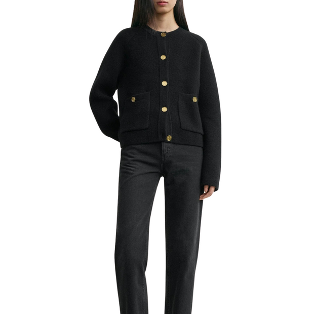 Black Hammered Button Cardigan