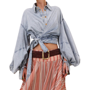 Denim Wrap Top