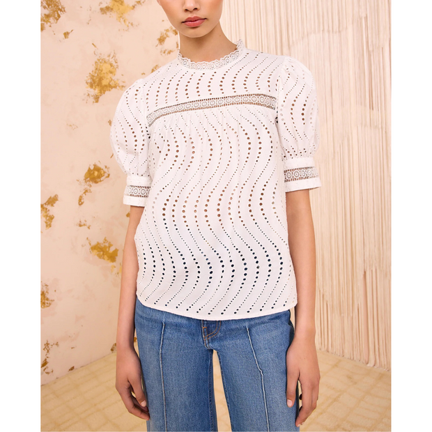 VIRGINIA LACE COLLAR SHORT SLEEVE BLOUSE
