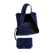 Navy Medium Suede Lotus Tote