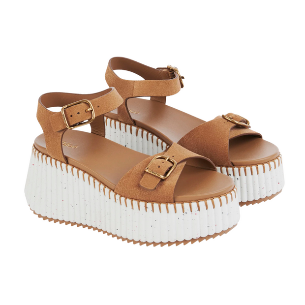 Brown Nama Suede Platform Sandal