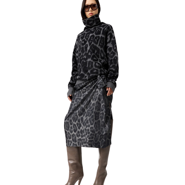 Leopard Gathered Skirt
