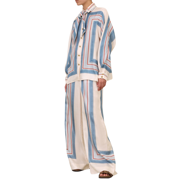 Ticking Stripe Scarf Shirt