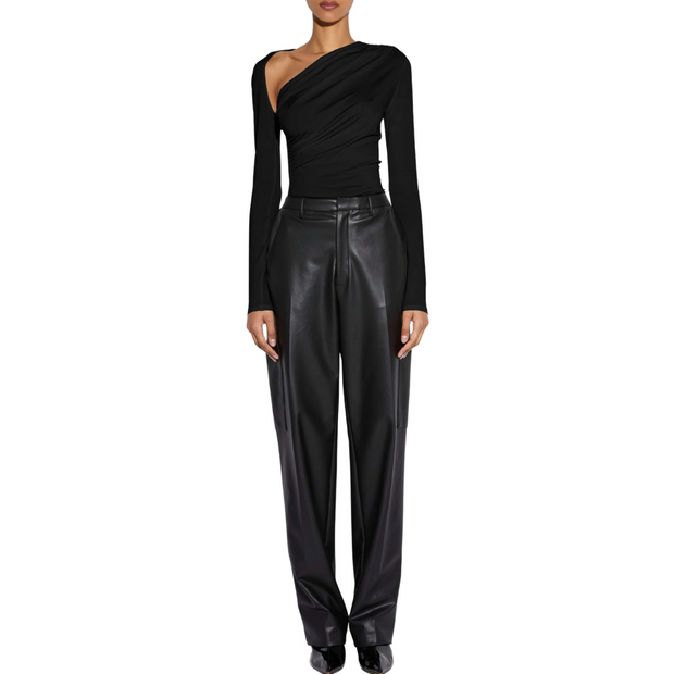Faux Leather Tapered Trouser