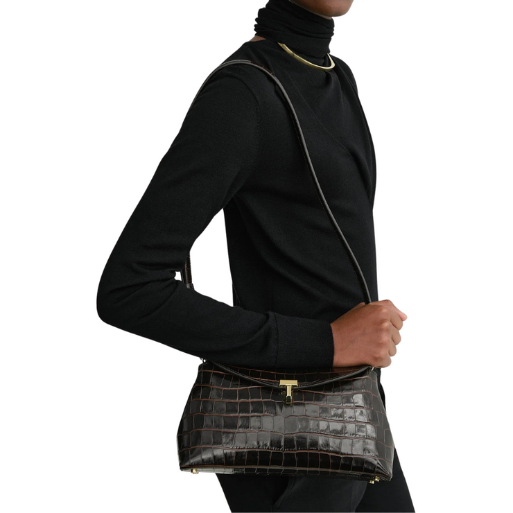 T-Lock Croco Embossed Clutch