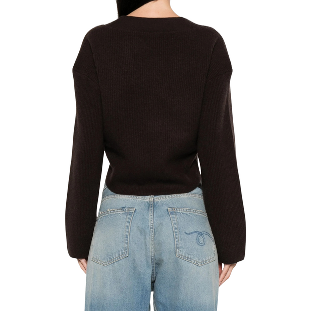 TWISTED FRONT RIBBED CARDIGAN
