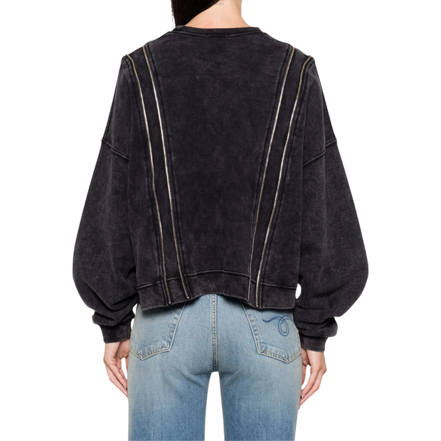ZIPPERED CREWNECK