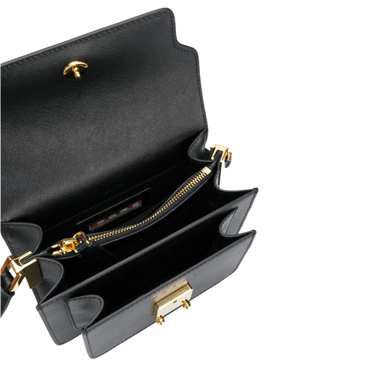 Marni Nano Trunk Bag In Saffiano Calf Leather In Gold