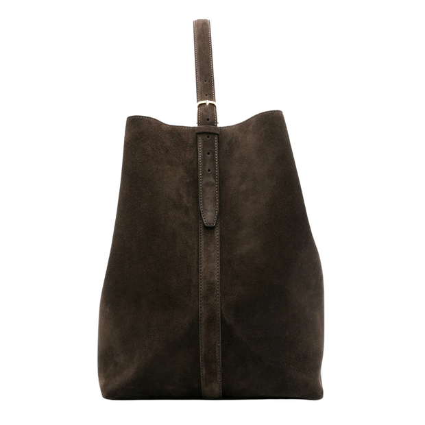 Espresso Suede Belted Tote