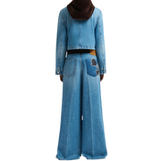 Velvet Trim Wide Leg Denim