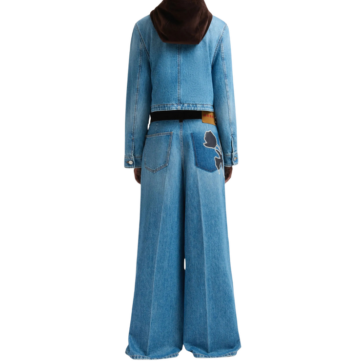 Velvet Trim Wide Leg Denim