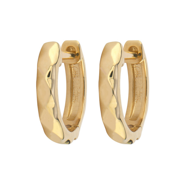 Gold Textured Hoop Earrings - PAIR
