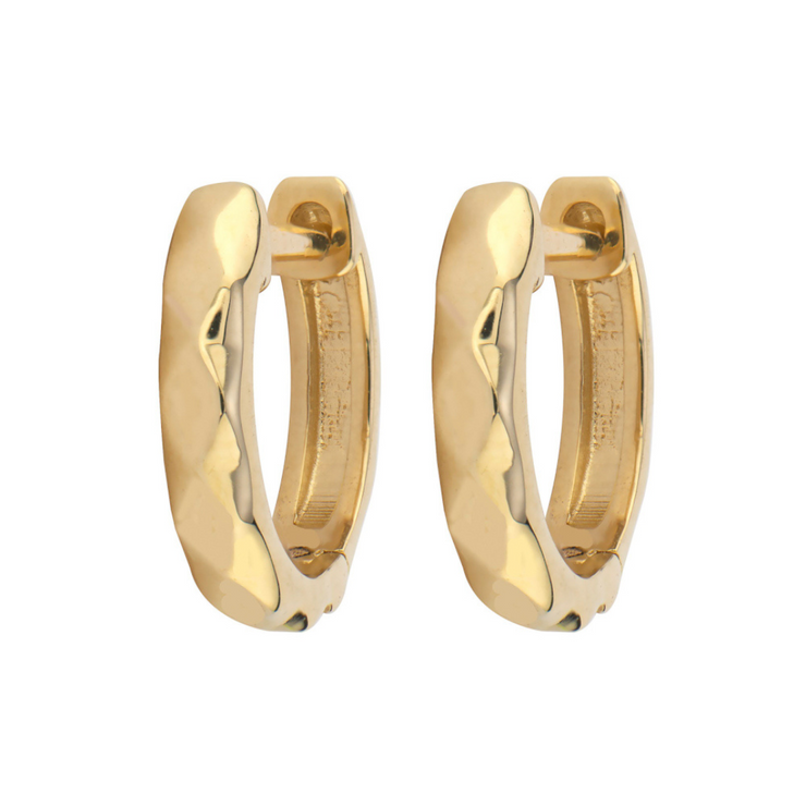 Gold Textured Hoop Earrings - PAIR