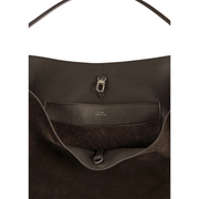 Brown Suede Belted Tote