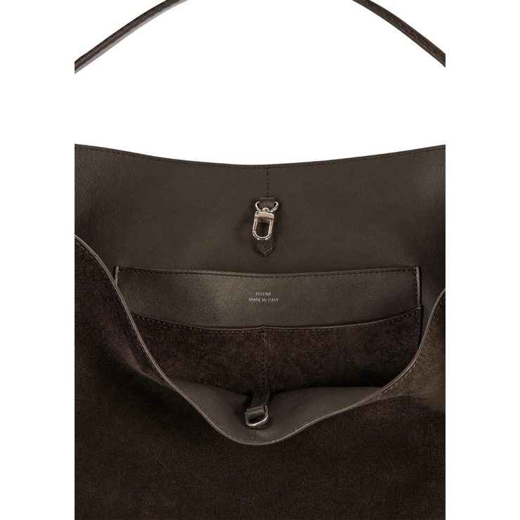 Brown Suede Belted Tote