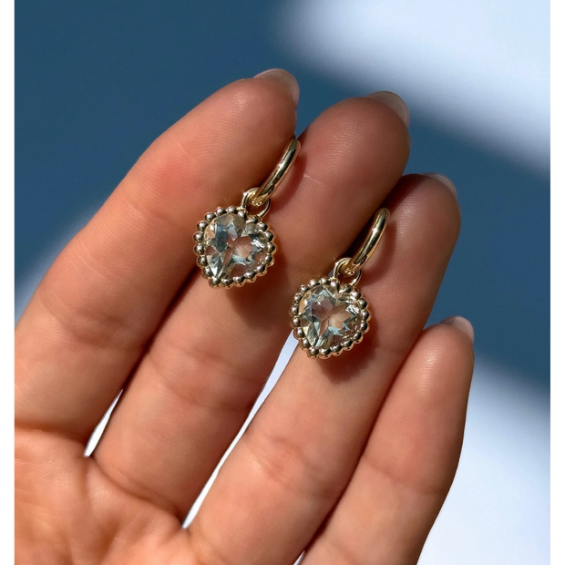 Prasiolite Heart Reverie Hoops