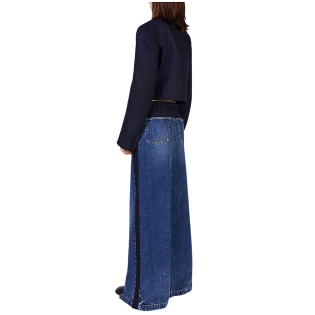 Twill Panelled Denim Maxi Skirt