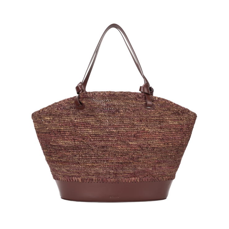 Squillo Raffia Tote - Mahogany