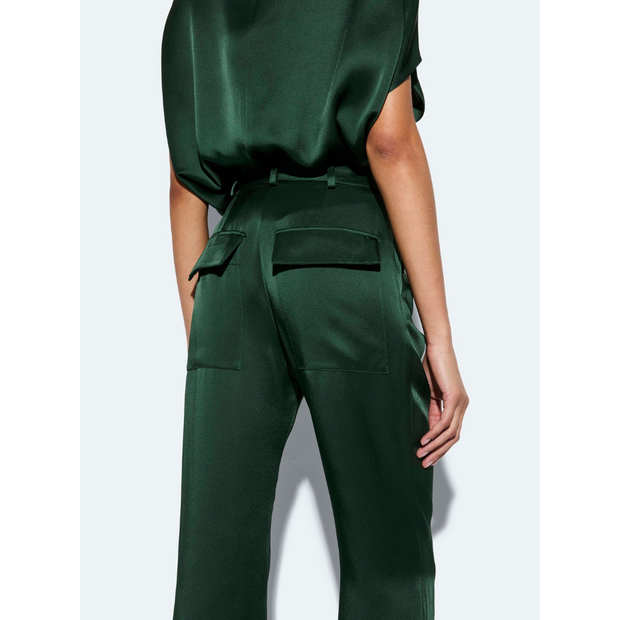 Satin Tapered Pleat Pant