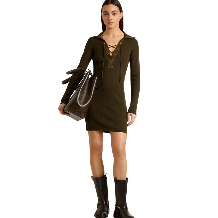 Leather Detail Mini Dress