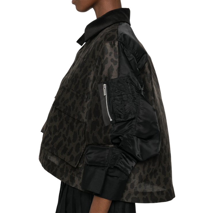 Leopard Print x Nylon Jacket