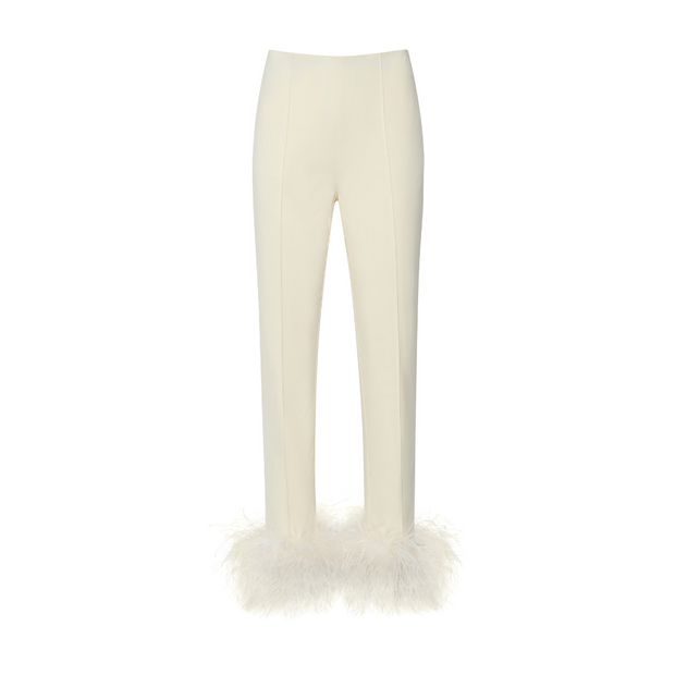 Cream Stretch Scuba Pintuck Pant