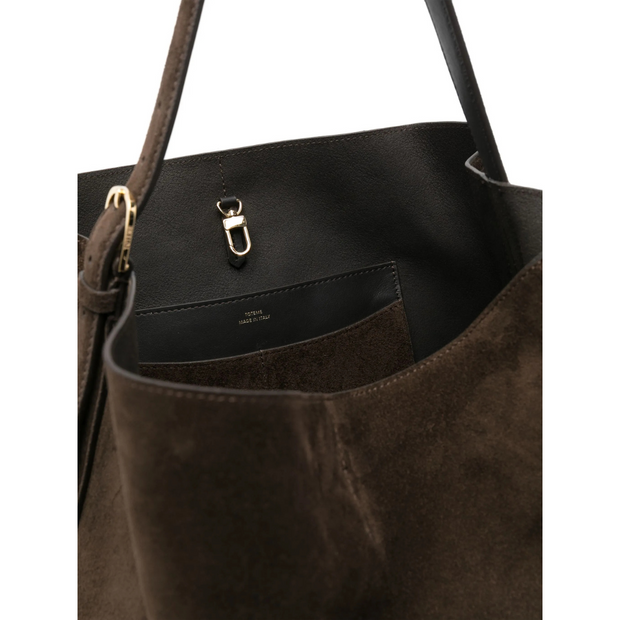 Espresso Suede Belted Tote