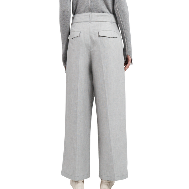 Grey Chambray Crop Pant