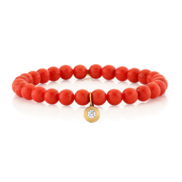 Peach Coral & Fluted Charm Bracelet