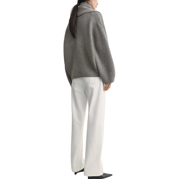 Mid Grey Shawl Lapel Cardigan