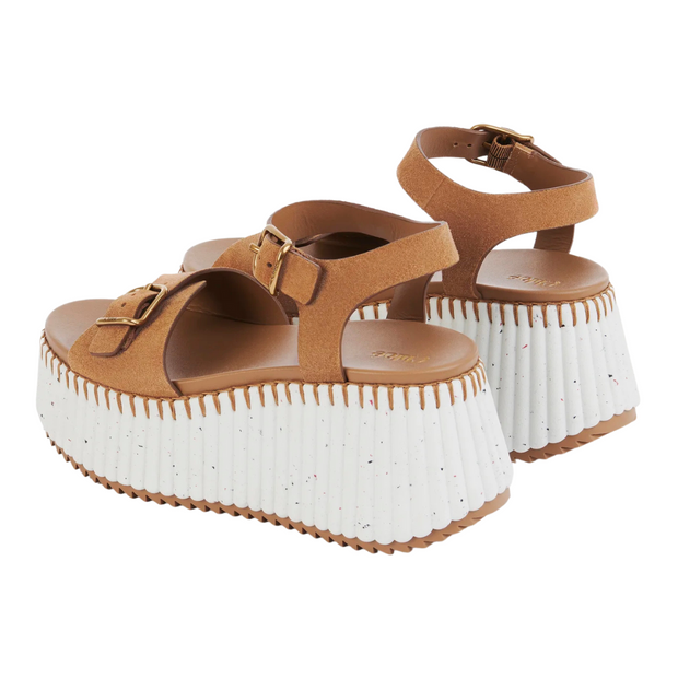 Brown Nama Suede Platform Sandal