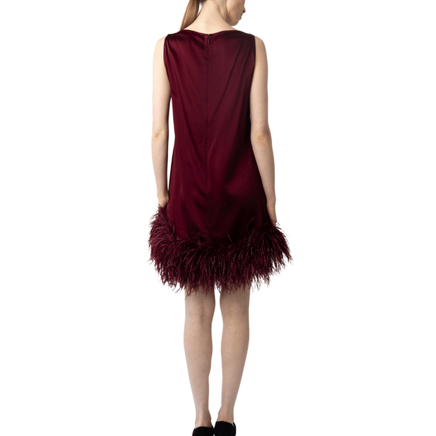 Crimson Mini Feathered Dress