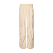 Ecru Faux Leather Pocket Pant
