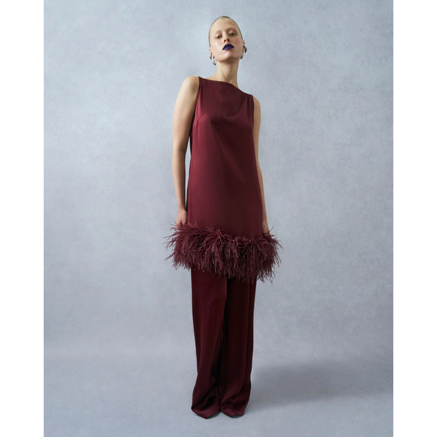 Crimson Mini Feathered Dress