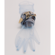 Powder Blue & Gold Suede Hollyhock